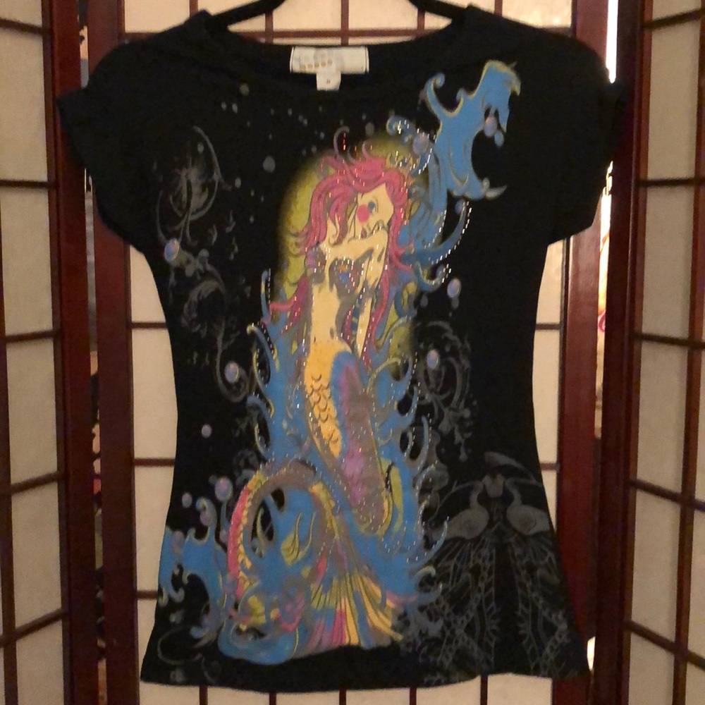 Neeso Neeso beaded Mermaid T shirt, cotton size medium. New with tags.